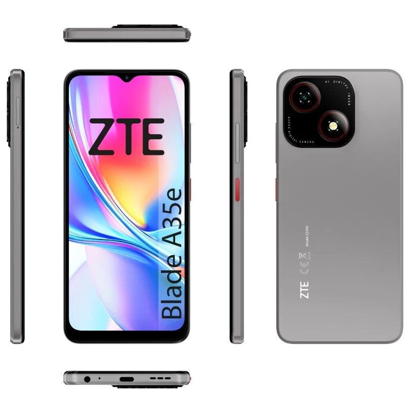 Smartphone ZTE Blade A35E 2GB/ 32GB/ 6.52"/ Gris Oscuro