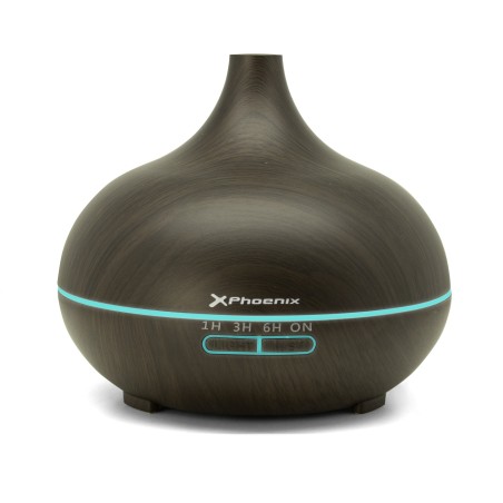 Humidificador Aromaterapia Ultrasónico, 400ml, LED 7 Colores, Control Remoto, Difusor de aceites Esenciales, Negro