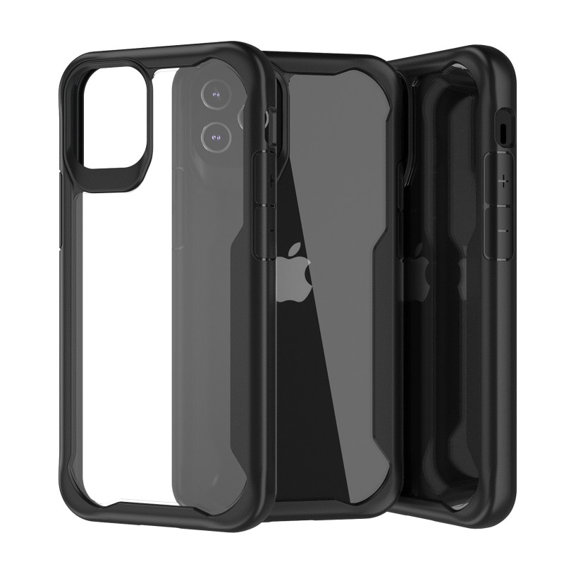 FUNDA MUVIT SHOCKPROOF 2M PARA APPLE IPHONE 12 12 PRO TRANSPARENTE NEGRA