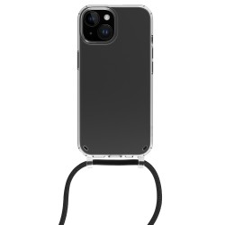 FUNDA MUVIT RECYCLETEK PARA APPLE IPHONE 15 TRANSPARENTE + COLGANTE NEGRO