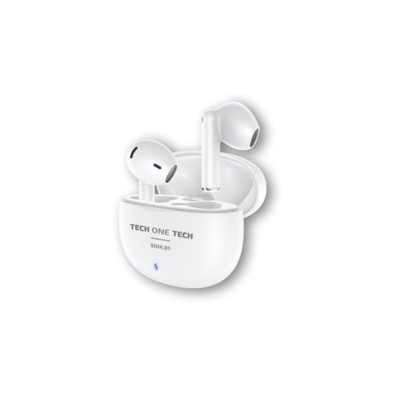 Auriculares Bluetooth Tech One Tech SIUX.01 TEC1401/ con estuche de carga/ Autonomía 5h/ Blancos