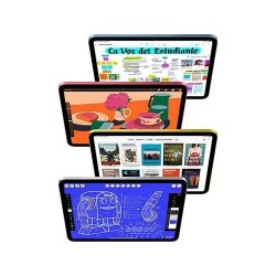 "iPad 2025 color amarillo parte trasera cámara 12MP diseño premium aluminio"