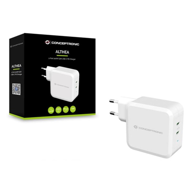 CARGADOR CONCEPTRONIC PD 2 PUERTOS USB-C ALTHEA 100W BLANCO