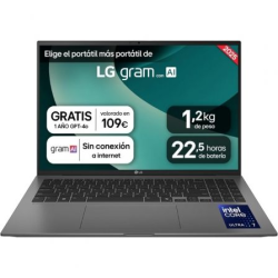 Portátil LG Gram 16" Intel Core Ultra 7-255H, 16GB, 1TB SSD