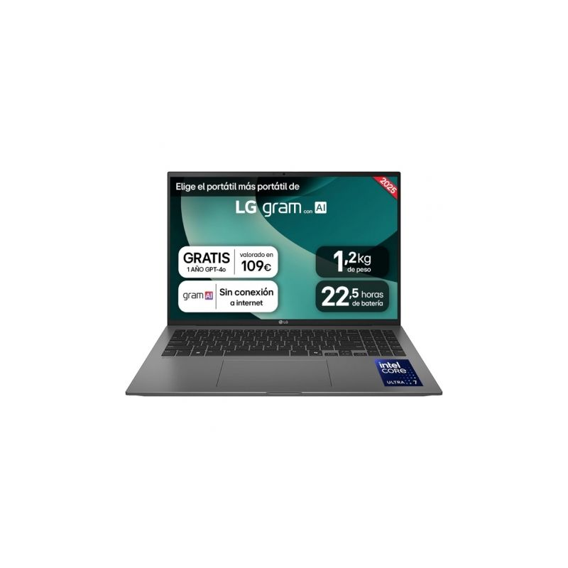 Portátil LG Gram 16" Intel Core Ultra 7-255H, 16GB, 1TB SSD