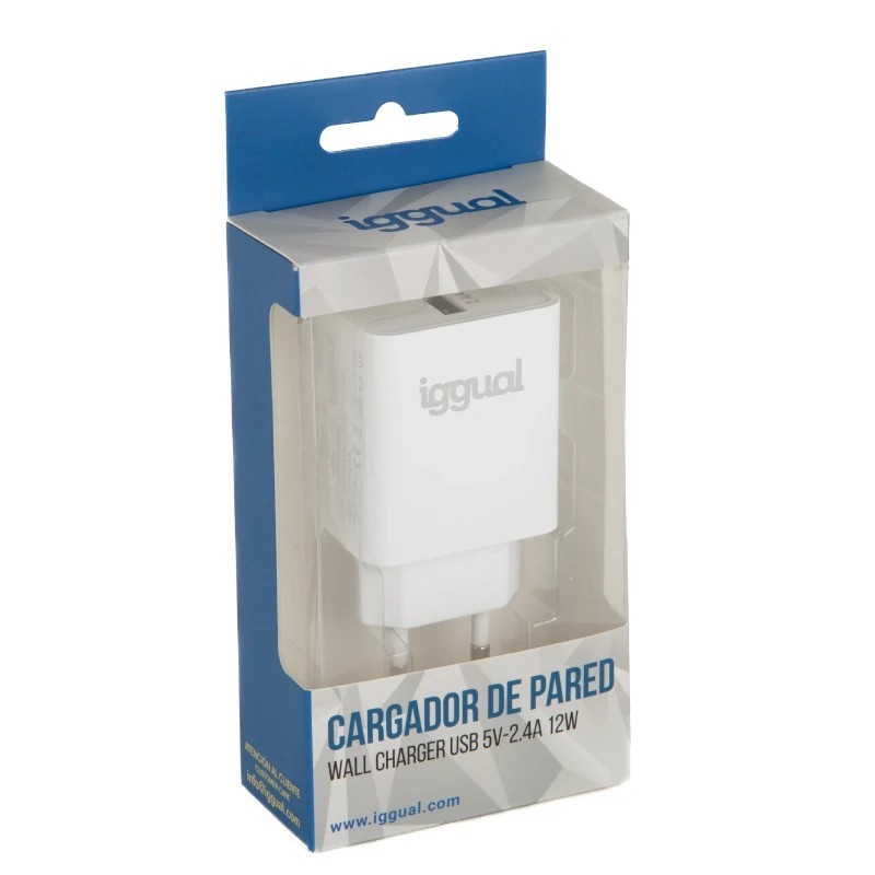 iggual Cargador de pared 1xUSB 5V-2.4A (12W)