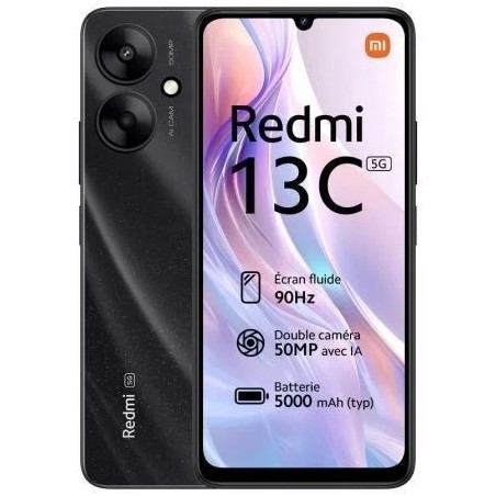Xiaomi Redmi 13C 5G Negro Starlight Black vista frontal pantalla 6.74 pulgadas 90Hz mejor precio envío
